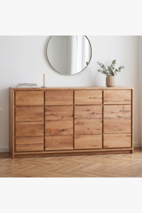 Massive Eichen-Kommode 4D+4Z 171,5 cm breit natur